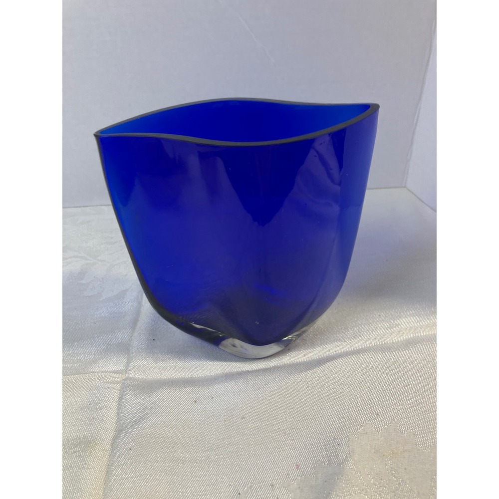 Cobalt Blue Art‎ Glass Vase Modern Home Decor Centerpiece Table Accent Piece